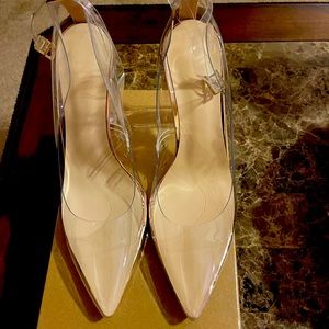 Richealnana Women’s Clear Heels with Strap and Chunky Block Heel